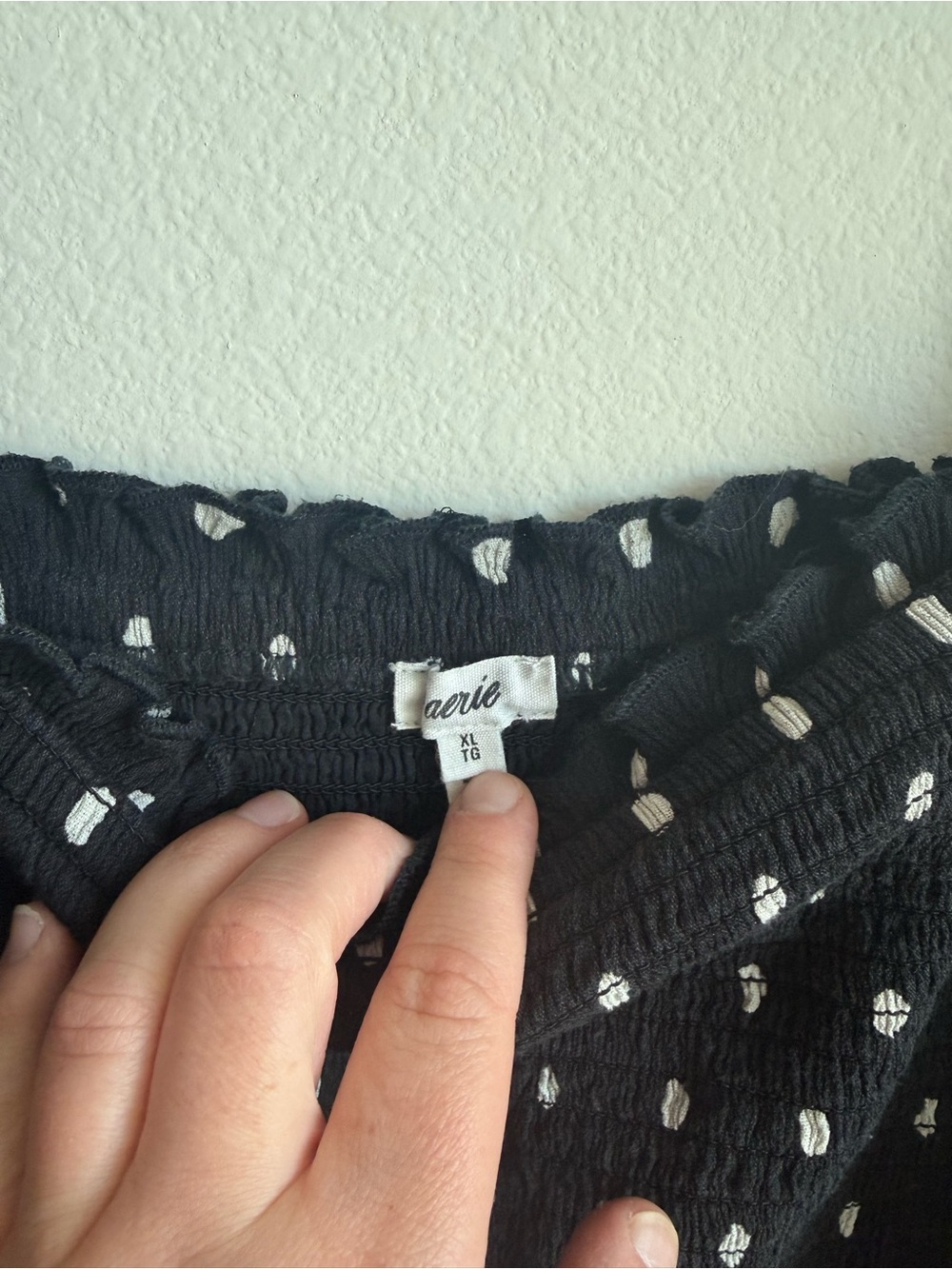 Aerie At the Barre Smocked Midi Dress Black White Polka Dot Pockets XL - Picture 9 of 15